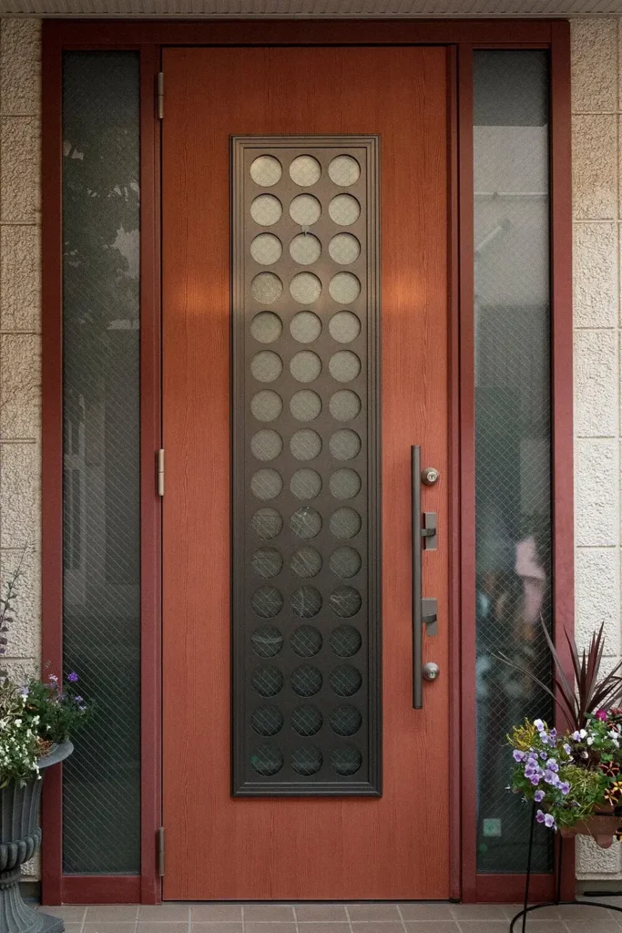 Glass-paneled wood door design 1